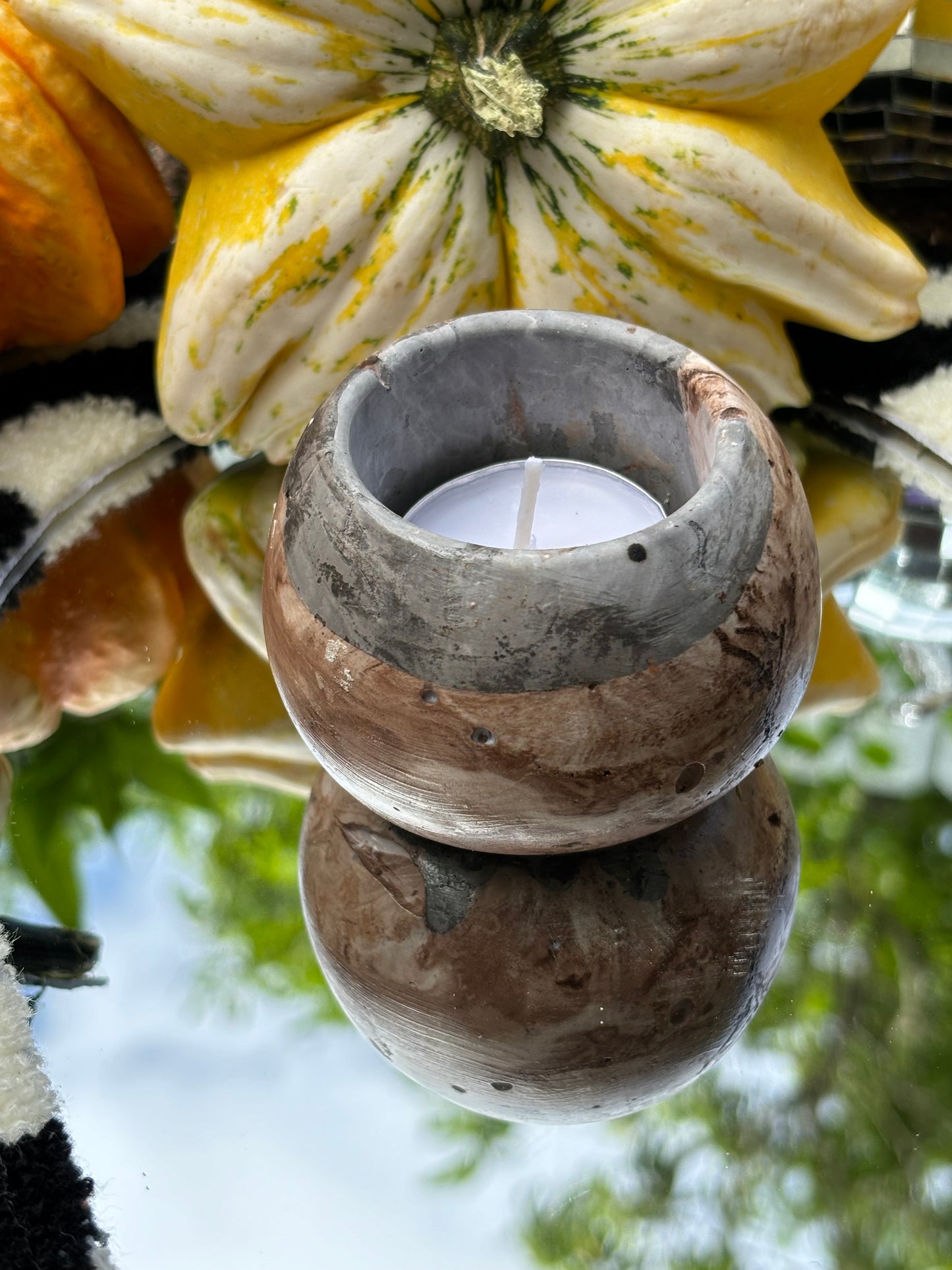 Handcrafted marbled concrete ritual bowl named “Power” for altar use, strength, and grounding energy