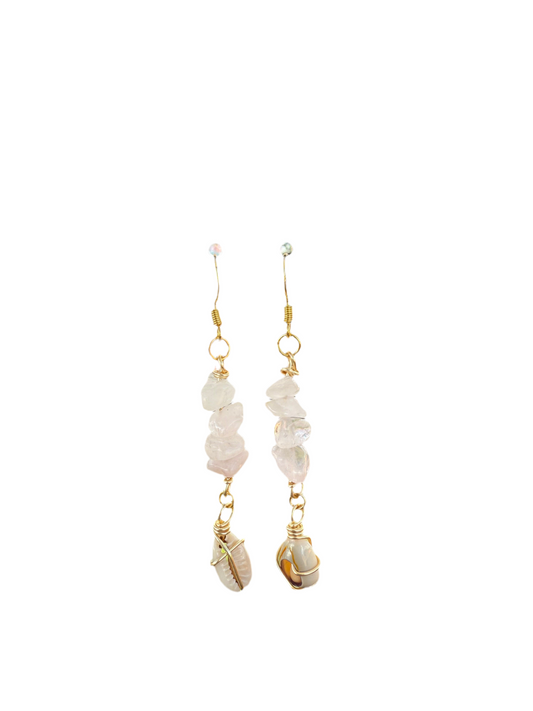 Rose Quartz & Shells Earrings