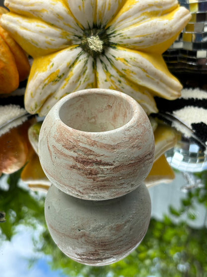 Handmade concrete tealight candle holder named “Goddess,” perfect for altar use or sacred home decor